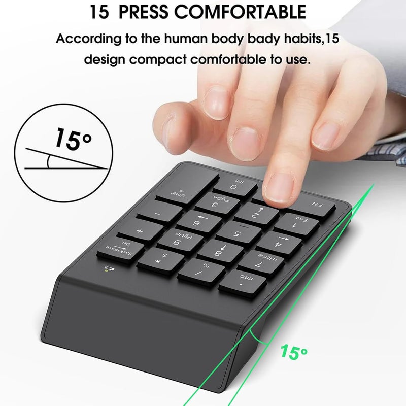 NOOX Wireless Number Pad, Numeric Keypad, Numpad Keyboard 10 Key USB Keypad for Laptops, Office Accounting Essentials Desktop Computer Accessories Compatible Chromebook Notebook EliteBook MateBook etc. - Image 3